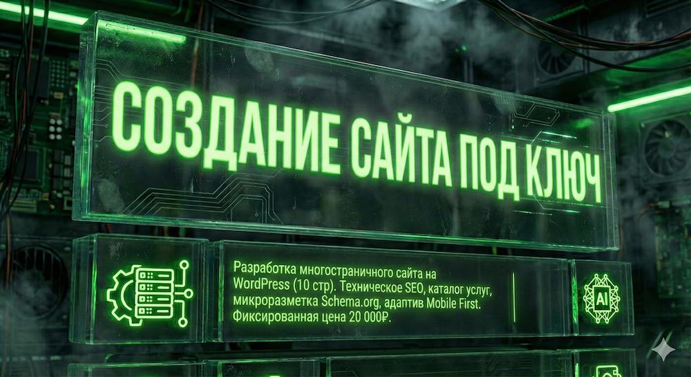 Разработка многостраничного сайта на WordPress (10 стр). Техническое SEO, каталог услуг, микроразметка Schema.org, адаптив Mobile First. Фиксированная цена 20 000₽.